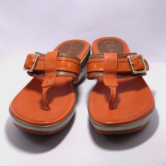 Cole Haan Air Orange Thong Wedge Sandle Sz 8 - Picture 3 of 10